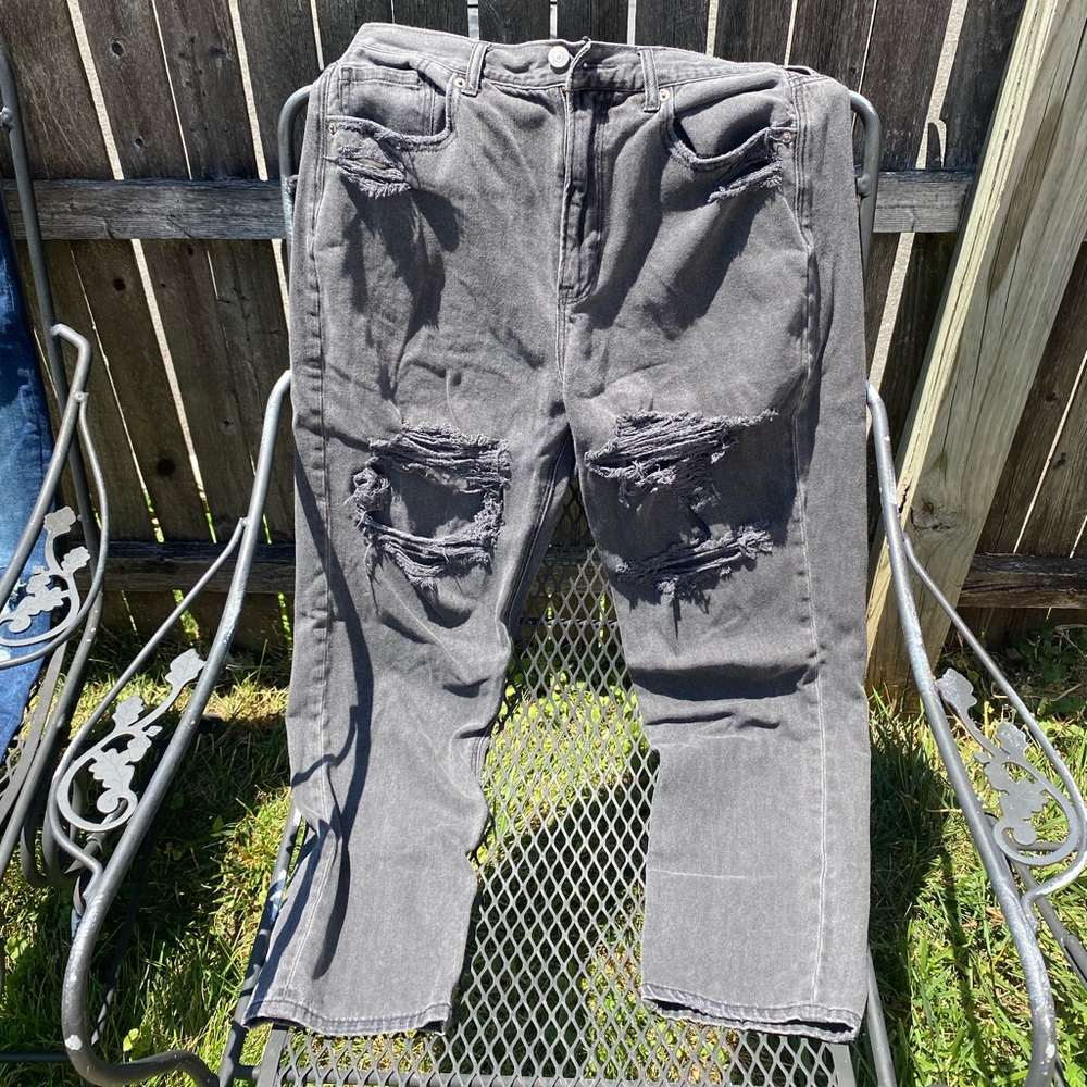 American Eagle black ripped jeans. Size US 12.